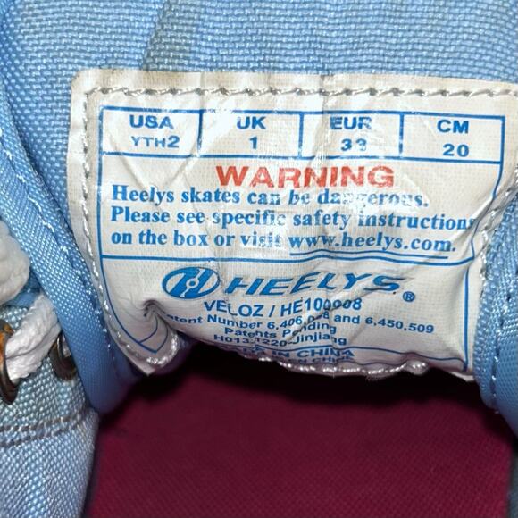 Heelys Veloz Girls Blue Denim Pink High Top Youth US Size 2 100908 Roller Shoes - Picture 11 of 11